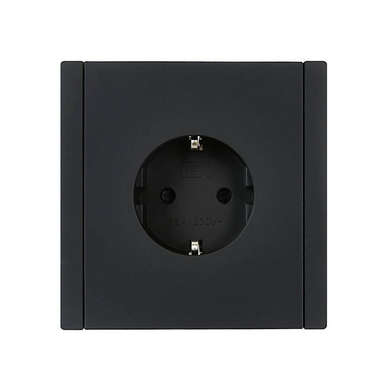 FORTE&PIANO Розетка 1-местная с заземлением с защитными шторками безвинтовое крепление 16А FP113 черный IEK