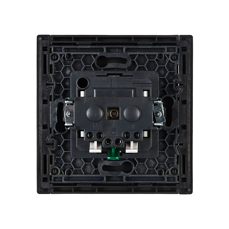 FORTE&PIANO Розетка 1-местная с заземлением с защитными шторками безвинтовое крепление 16А FP113 черный IEK