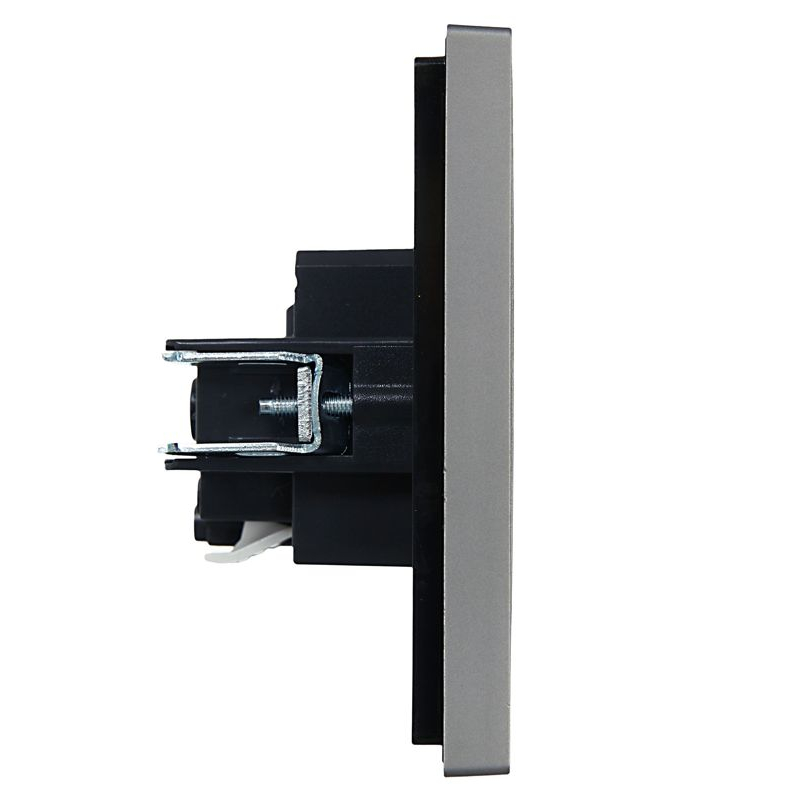 FORTE&PIANO Розетка 1-местная с заземлением с защитными шторками безвинтовое крепление 16А FP513 сталь IEK