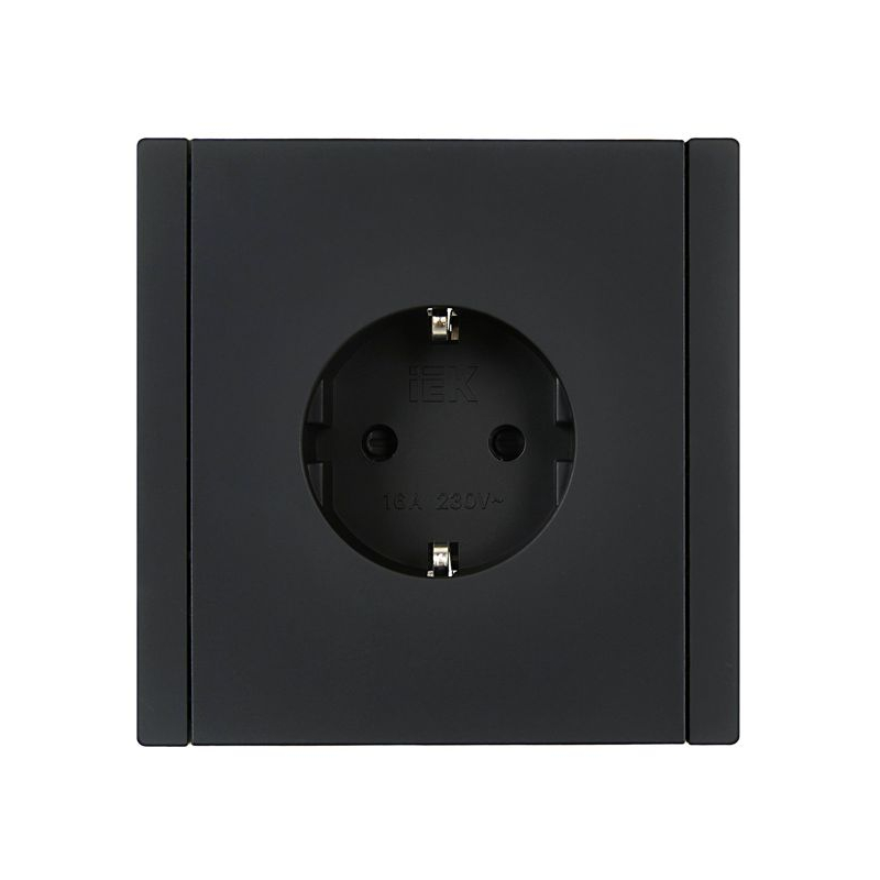 FORTE&PIANO Розетка 1-местная с заземлением с защитными шторками винтовое крепление 16А FP115 черный IEK