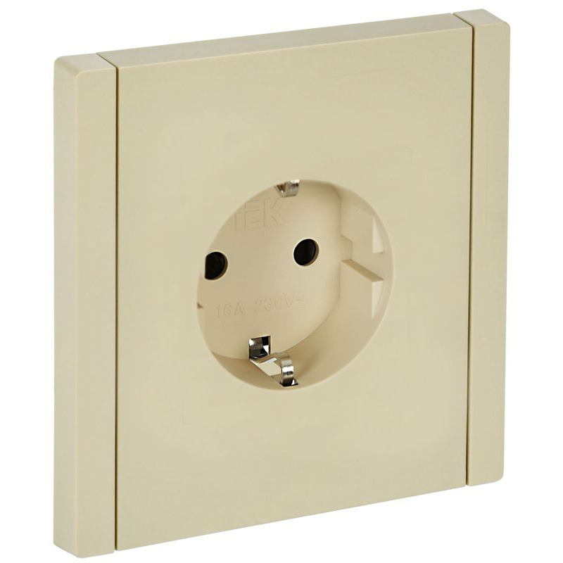 FORTE&PIANO Розетка 1-местная с заземлением с защитными шторками винтовое крепление 16А FP415 ваниль IEK