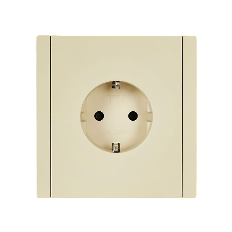 FORTE&PIANO Розетка 1-местная с заземлением с защитными шторками винтовое крепление 16А FP415 ваниль IEK