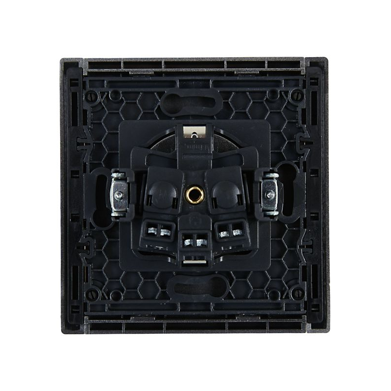 FORTE&PIANO Розетка 1-местная с заземлением с защитными шторками винтовое крепление 16А FP515 сталь IEK