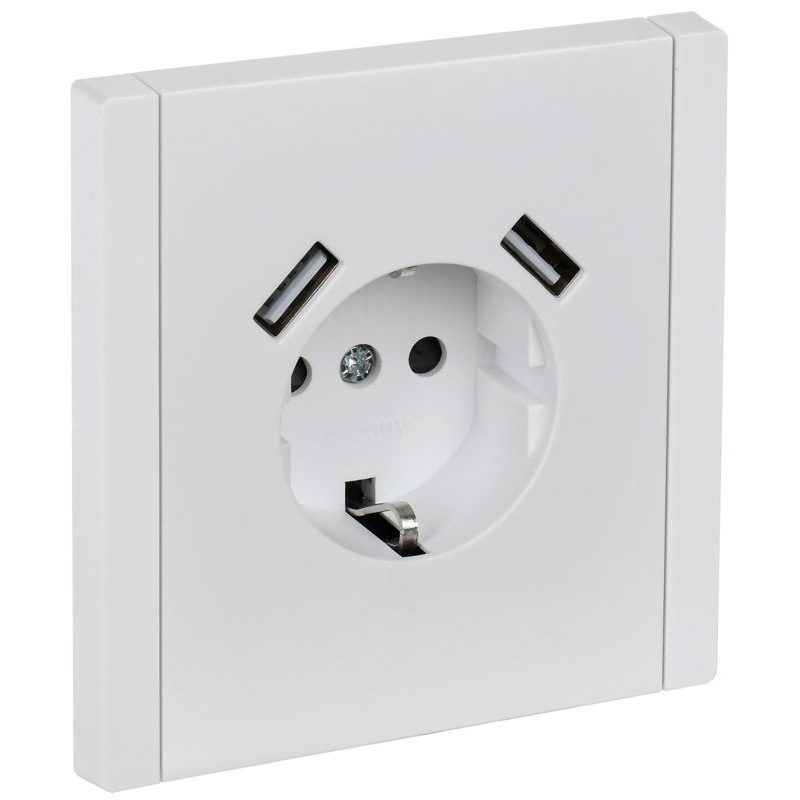 FORTE&PIANO Розетка 1-местная с заземлением с защитными шторками винтовое крепление 16А USB A+A 3,1А FP245 белый IEK
