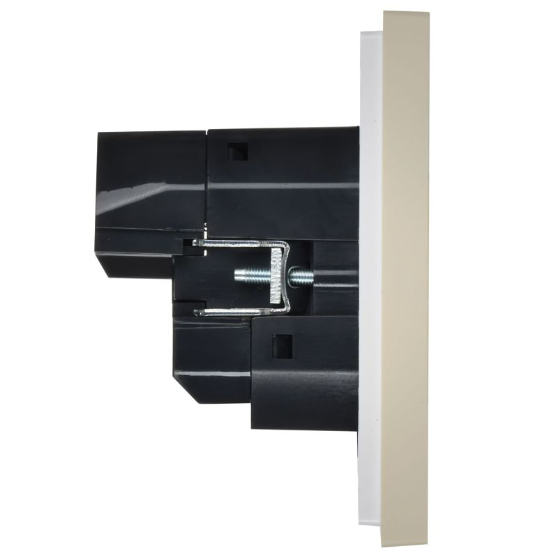 FORTE&PIANO Розетка 1-местная с заземлением с защитными шторками винтовое крепление 16А USB A+C 18Вт FP447 ваниль IEK