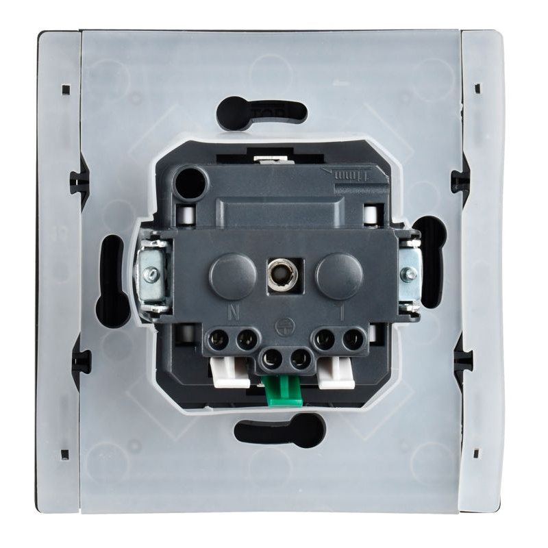 FORTE&PIANO Розетка 1-местная с заземлением с защитными шторками и крышкой безвинтовое крепление 16А IP44 FP119 черный IEK