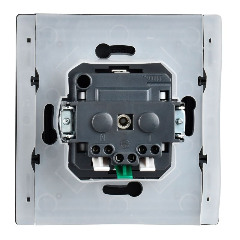 FORTE&PIANO Розетка 1-местная с заземлением с защитными шторками и крышкой безвинтовое крепление 16А IP44 FP319 серый IEK