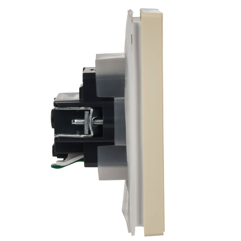 FORTE&PIANO Розетка 1-местная с заземлением с защитными шторками и крышкой безвинтовое крепление 16А IP44 FP419 ваниль IEK