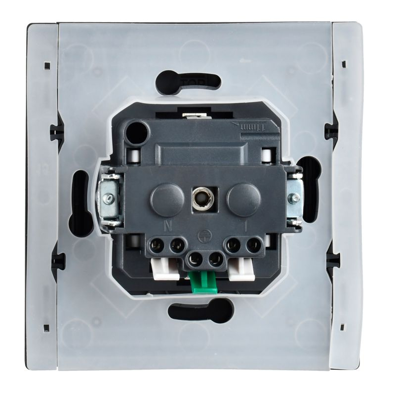 FORTE&PIANO Розетка 1-местная с заземлением с защитными шторками и крышкой безвинтовое крепление 16А IP44 FP519 сталь IEK