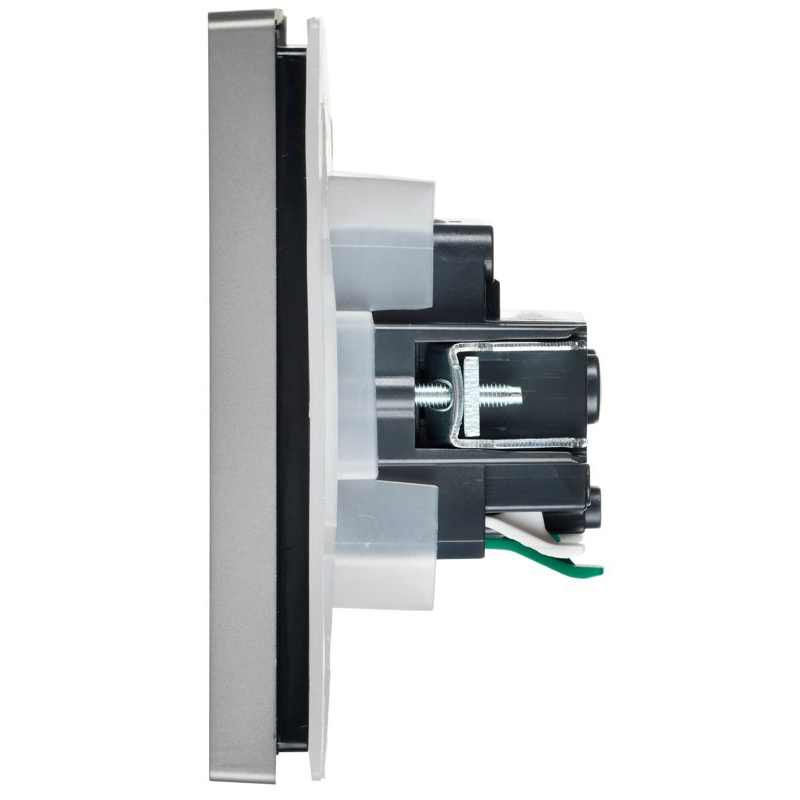 FORTE&PIANO Розетка 1-местная с заземлением с защитными шторками и крышкой безвинтовое крепление 16А IP44 FP519 сталь IEK