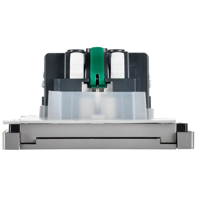 FORTE&PIANO Розетка 1-местная с заземлением с защитными шторками и крышкой безвинтовое крепление 16А IP44 FP519 сталь IEK