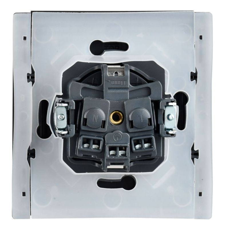 FORTE&PIANO Розетка 1-местная с заземлением с защитными шторками и крышкой винтовое крепление 16А IP44 FP121 черный IEK