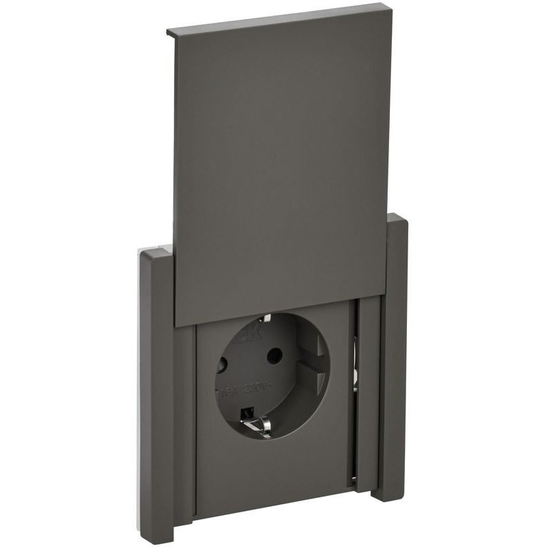 FORTE&PIANO Розетка 1-местная с заземлением с защитными шторками и крышкой винтовое крепление 16А IP44 FP321 серый IEK