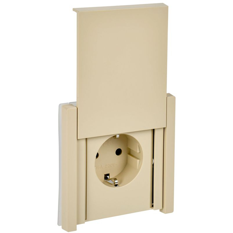 FORTE&PIANO Розетка 1-местная с заземлением с защитными шторками и крышкой винтовое крепление 16А IP44 FP421 ваниль IEK