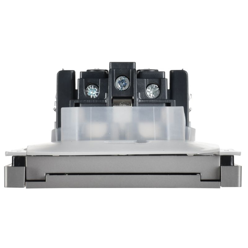 FORTE&PIANO Розетка 1-местная с заземлением с защитными шторками и крышкой винтовое крепление 16А IP44 FP521 сталь IEK