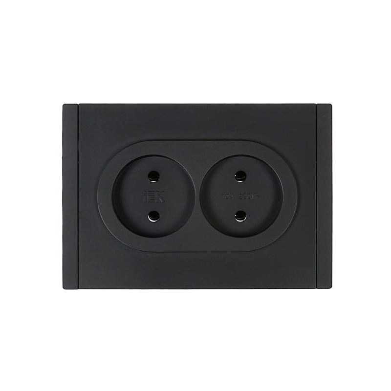 FORTE&PIANO Розетка 2-местная без заземления без защитных шторок безвинтовое крепление 10А FP126 черный IEK