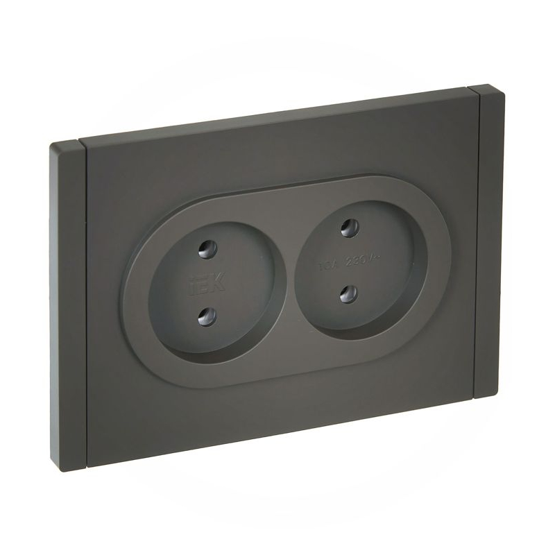 FORTE&PIANO Розетка 2-местная без заземления без защитных шторок безвинтовое крепление 10А FP326 серый IEK
