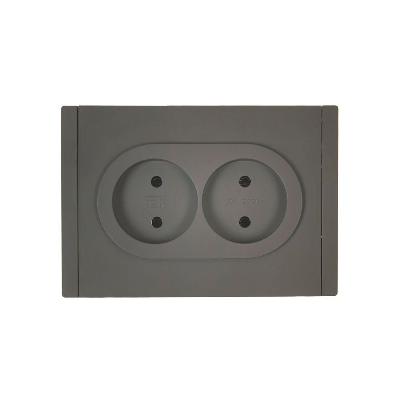 FORTE&PIANO Розетка 2-местная без заземления без защитных шторок безвинтовое крепление 10А FP326 серый IEK