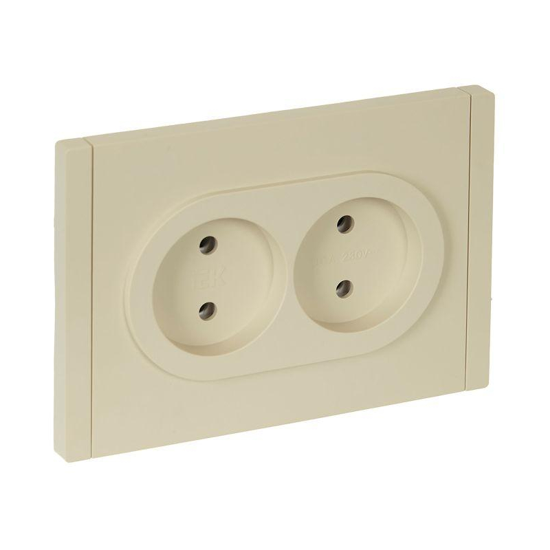 FORTE&PIANO Розетка 2-местная без заземления без защитных шторок безвинтовое крепление 10А FP426 ваниль IEK
