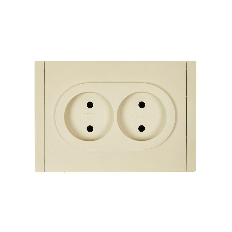 FORTE&PIANO Розетка 2-местная без заземления без защитных шторок безвинтовое крепление 10А FP426 ваниль IEK