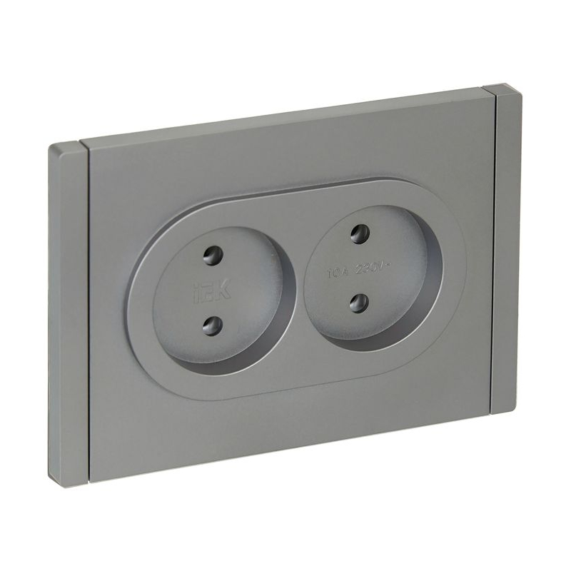 FORTE&PIANO Розетка 2-местная без заземления без защитных шторок безвинтовое крепление 10А FP526 сталь IEK