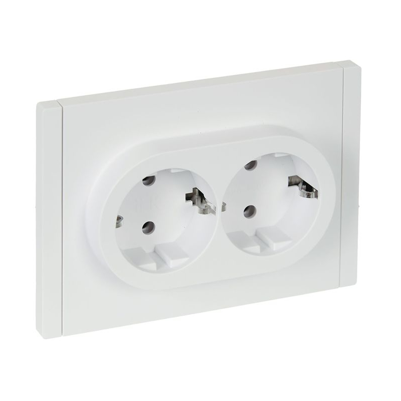FORTE&PIANO Розетка 2-местная с заземлением без защитных шторок безвинтовое крепление 16А FP224 белый IEK