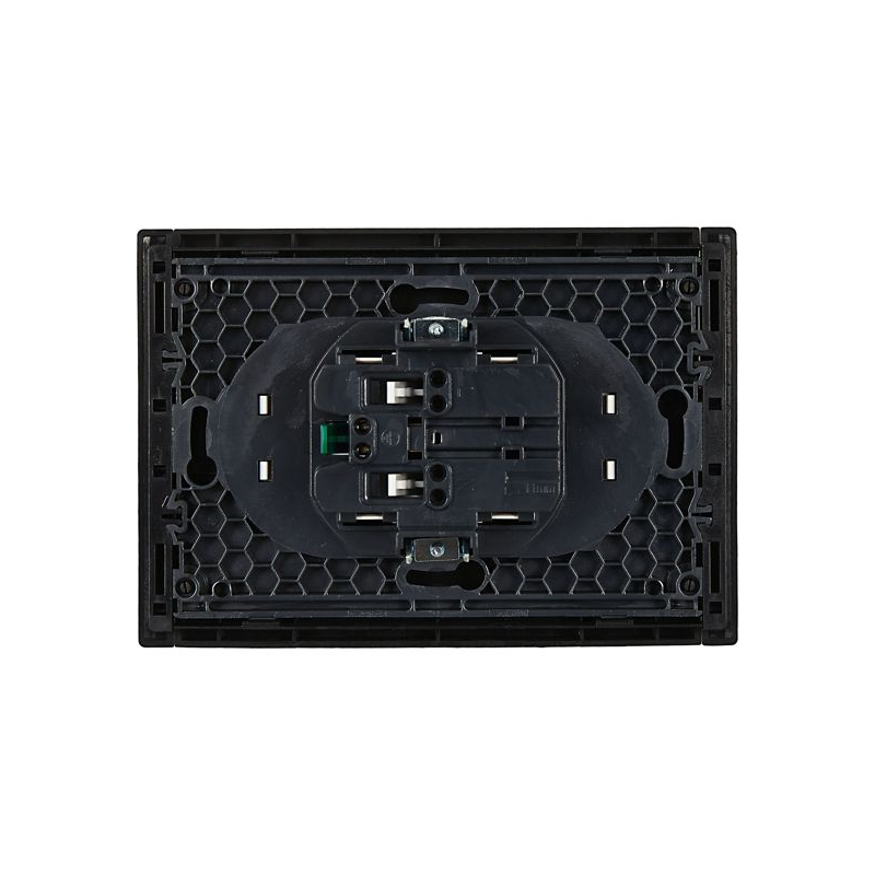 FORTE&PIANO Розетка 2-местная с заземлением без защитных шторок безвинтовое крепление 16А FP124 черный IEK