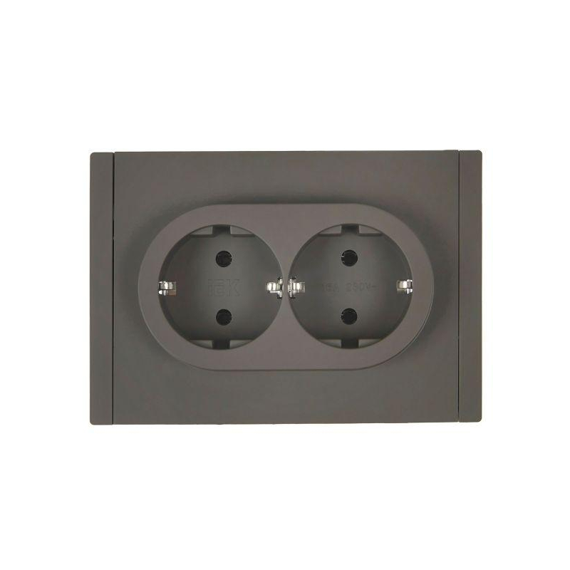 FORTE&PIANO Розетка 2-местная с заземлением без защитных шторок безвинтовое крепление 16А FP324 серый IEK
