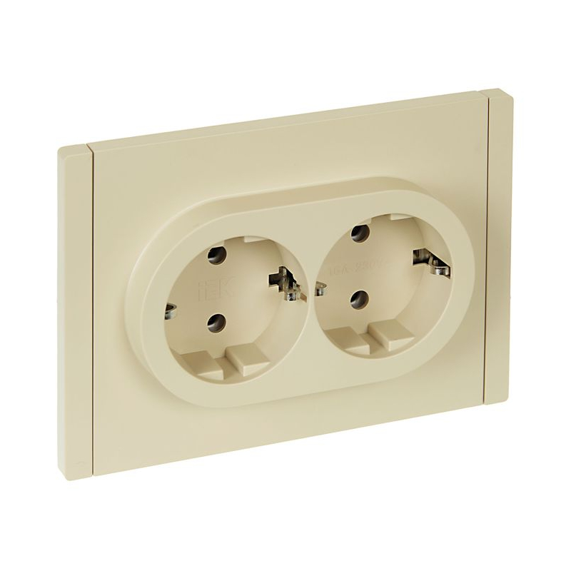 FORTE&PIANO Розетка 2-местная с заземлением без защитных шторок безвинтовое крепление 16А FP424 ваниль IEK