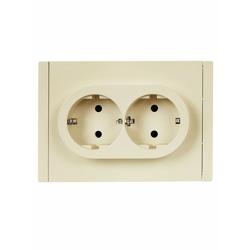 FORTE&PIANO Розетка 2-местная с заземлением без защитных шторок безвинтовое крепление 16А FP424 ваниль IEK