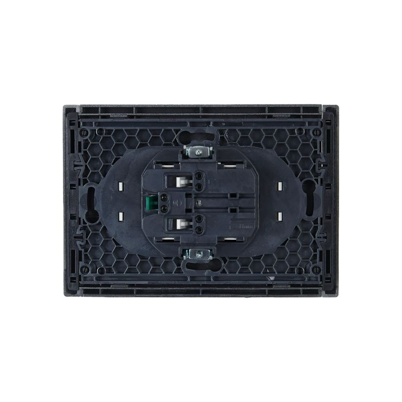 FORTE&PIANO Розетка 2-местная с заземлением без защитных шторок безвинтовое крепление 16А FP524 сталь IEK