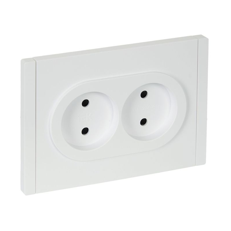 FORTE&PIANO Розетка 2-местная без заземления с защитными шторками безвинтовое крепление 10А FP225 белый IEK