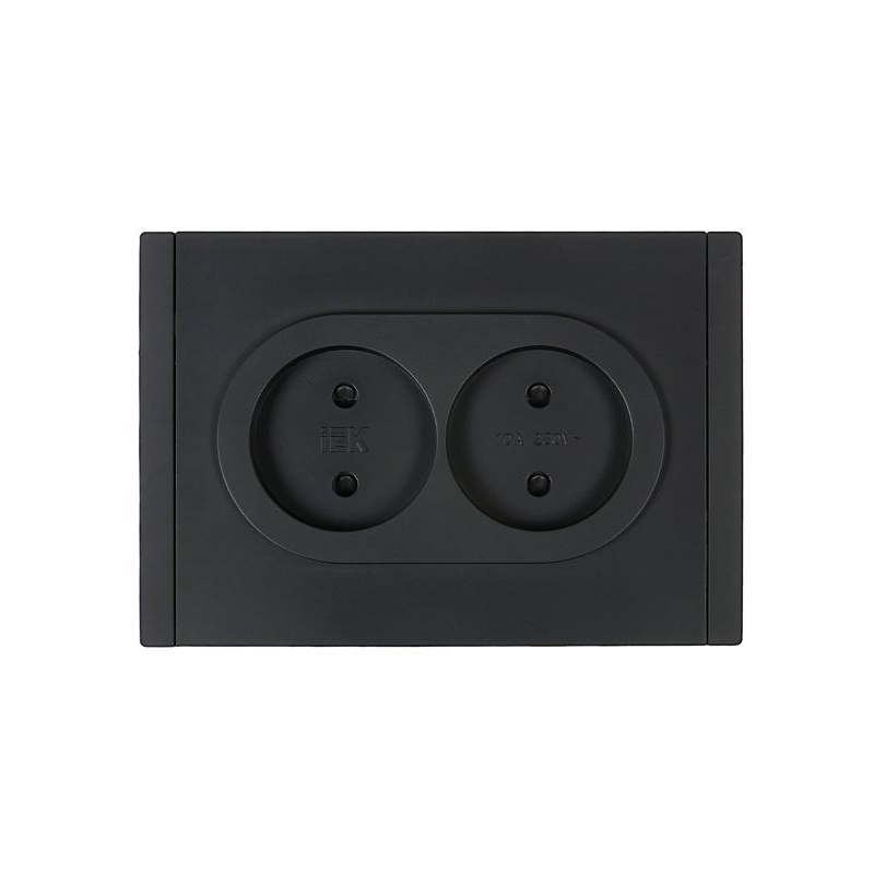 FORTE&PIANO Розетка 2-местная без заземления с защитными шторками безвинтовое крепление 10А FP125 черный IEK
