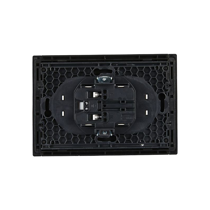 FORTE&PIANO Розетка 2-местная без заземления с защитными шторками безвинтовое крепление 10А FP125 черный IEK