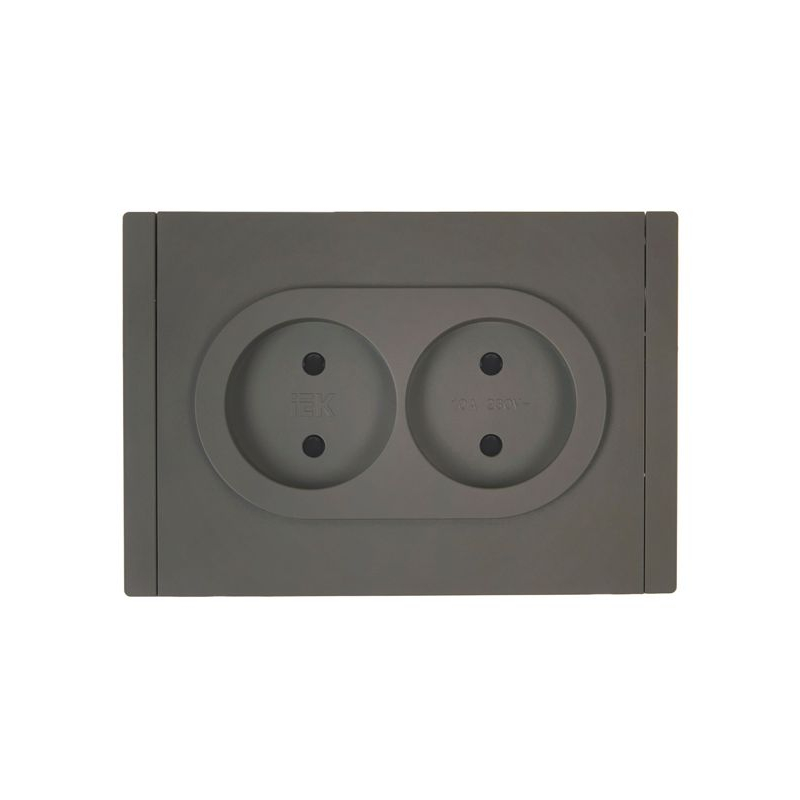 FORTE&PIANO Розетка 2-местная без заземления с защитными шторками безвинтовое крепление 10А FP325 серый IEK