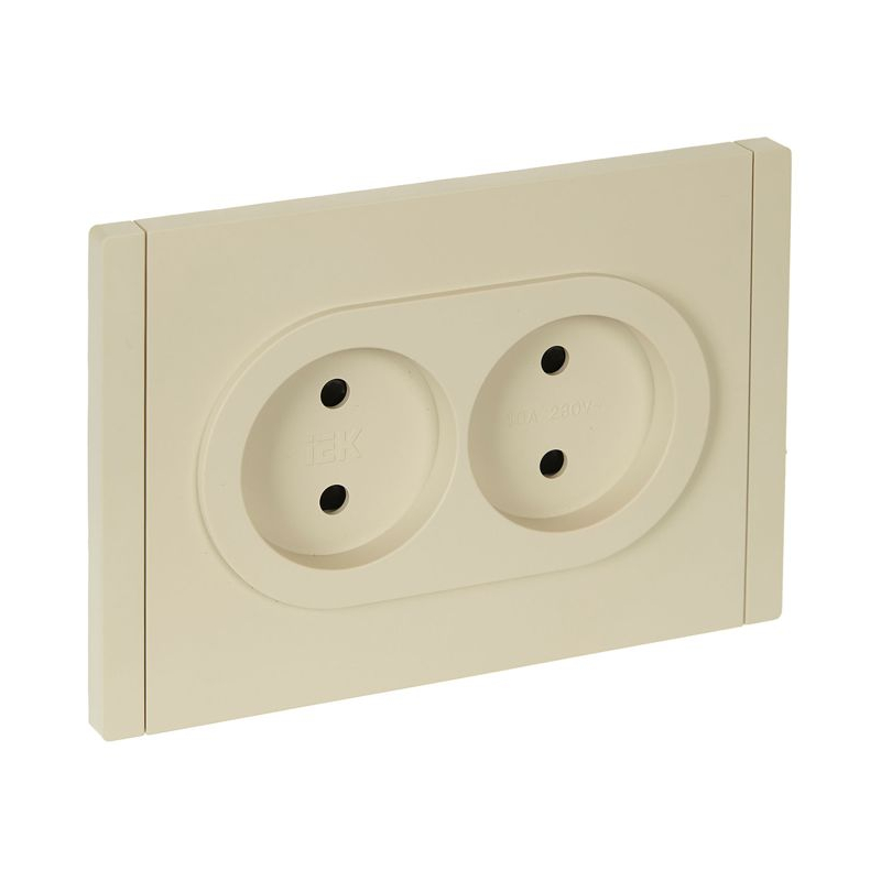 FORTE&PIANO Розетка 2-местная без заземления с защитными шторками безвинтовое крепление 10А FP425 ваниль IEK