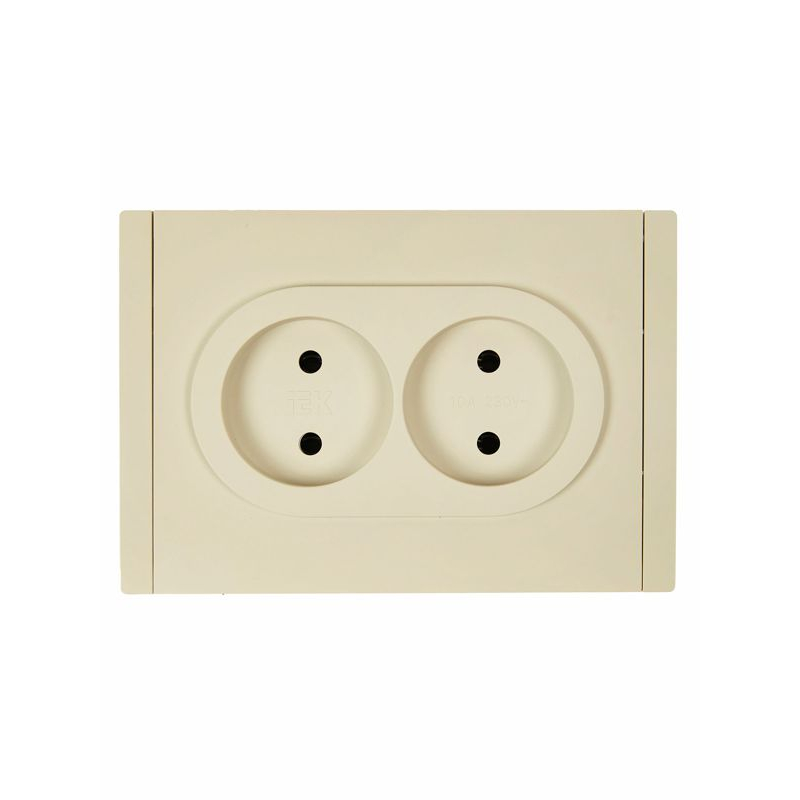 FORTE&PIANO Розетка 2-местная без заземления с защитными шторками безвинтовое крепление 10А FP425 ваниль IEK
