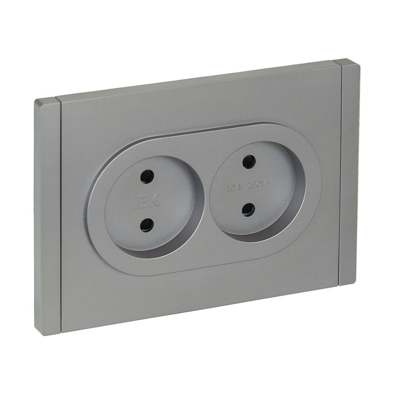 FORTE&PIANO Розетка 2-местная без заземления с защитными шторками безвинтовое крепление 10А FP525 сталь IEK