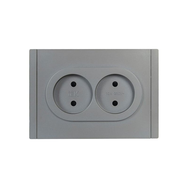 FORTE&PIANO Розетка 2-местная без заземления с защитными шторками безвинтовое крепление 10А FP525 сталь IEK