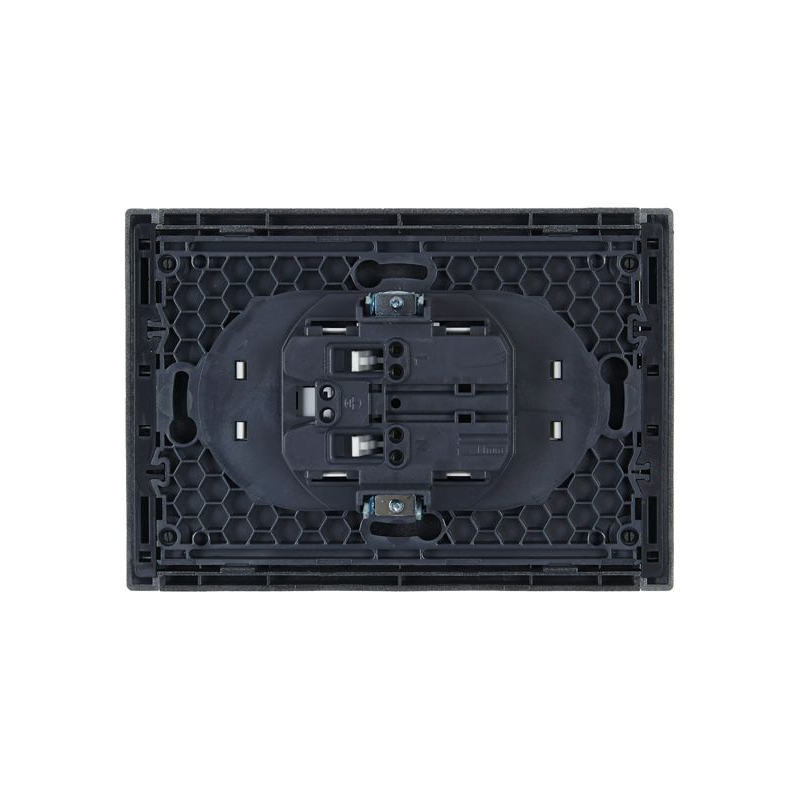 FORTE&PIANO Розетка 2-местная без заземления с защитными шторками безвинтовое крепление 10А FP525 сталь IEK