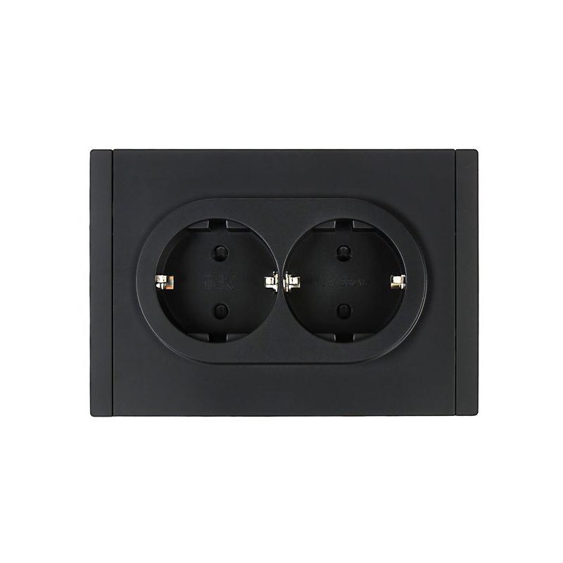 FORTE&PIANO Розетка 2-местная с заземлением с защитными шторками безвинтовое крепление 16А FP123 черный IEK