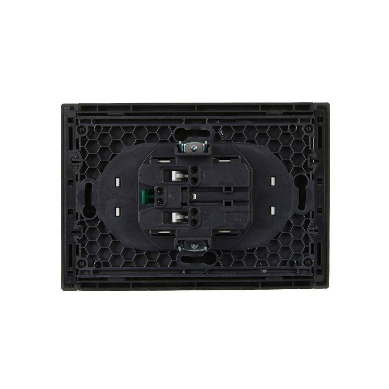 FORTE&PIANO Розетка 2-местная с заземлением с защитными шторками безвинтовое крепление 16А FP323 серый IEK