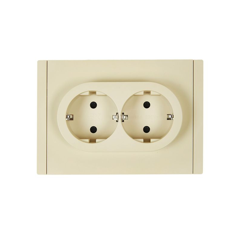 FORTE&PIANO Розетка 2-местная с заземлением с защитными шторками безвинтовое крепление 16А FP423 ваниль IEK