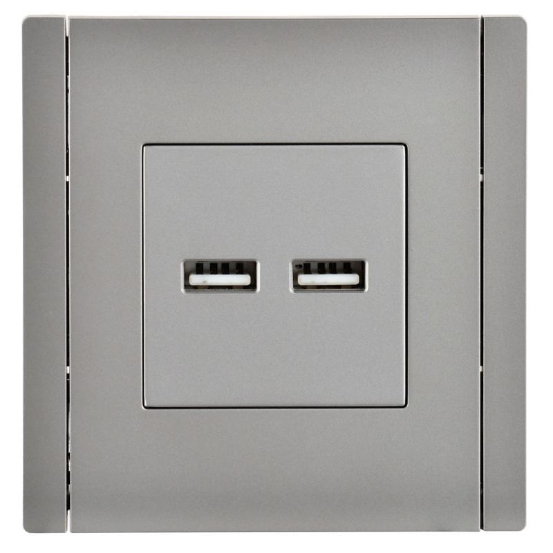 FORTE&PIANO Розетка USB A+A 3,1А FP549 сталь IEK