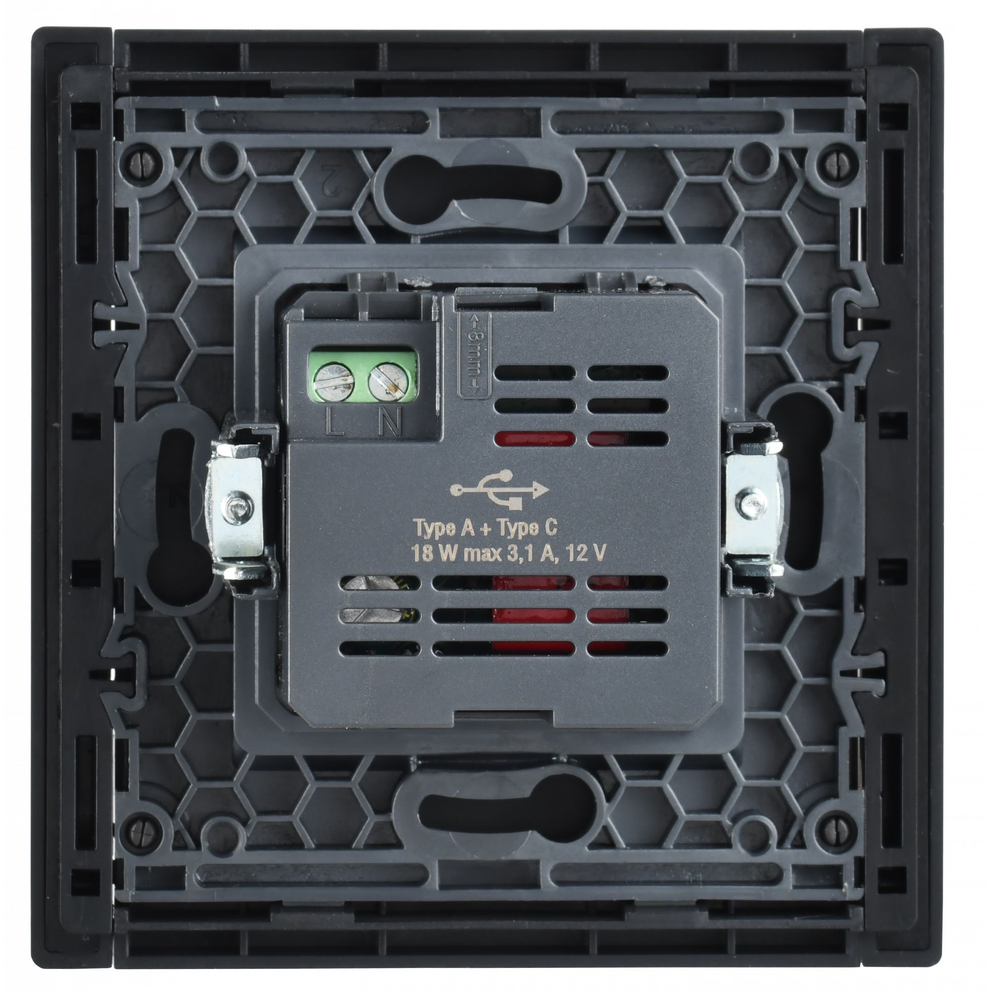 FORTE&PIANO Розетка USB A+C 18Вт FP151 черный IEK