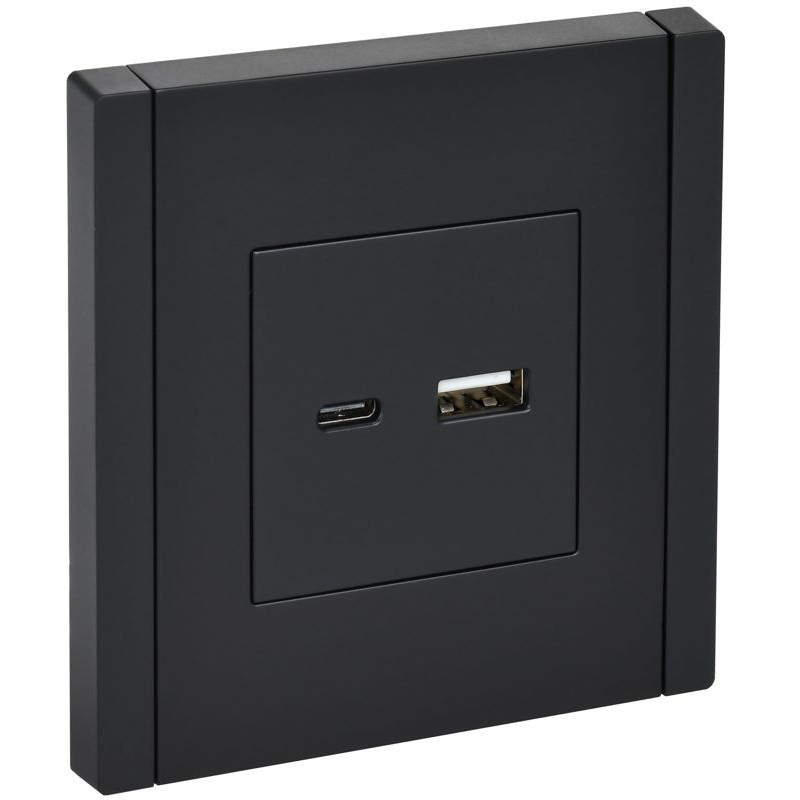 FORTE&PIANO Розетка USB A+C 18Вт FP151 черный IEK