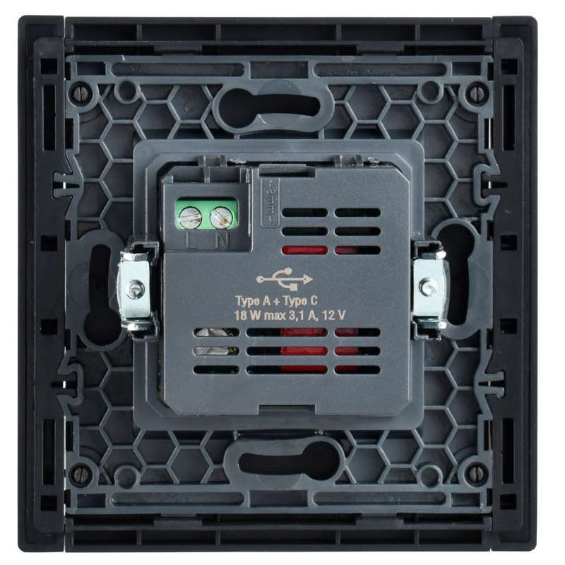 FORTE&PIANO Розетка USB A+C 18Вт FP151 черный IEK