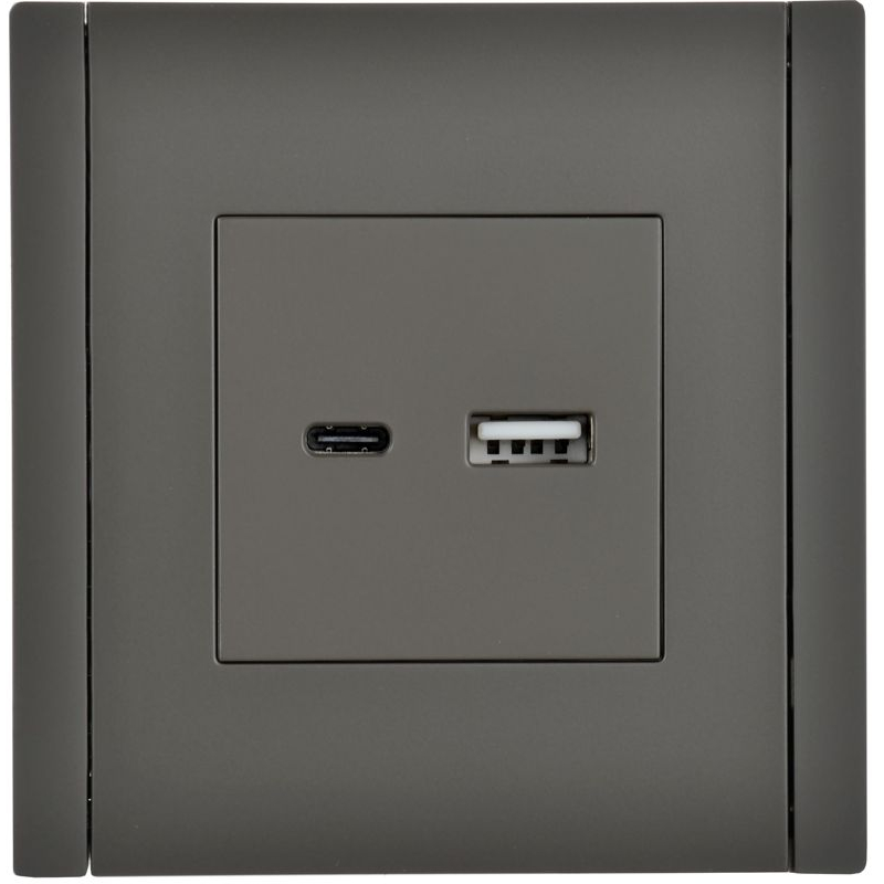 FORTE&PIANO Розетка USB A+C 18Вт FP351 серый IEK