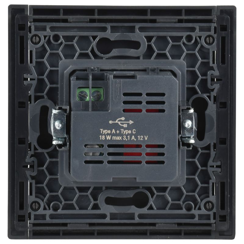 FORTE&PIANO Розетка USB A+C 18Вт FP351 серый IEK