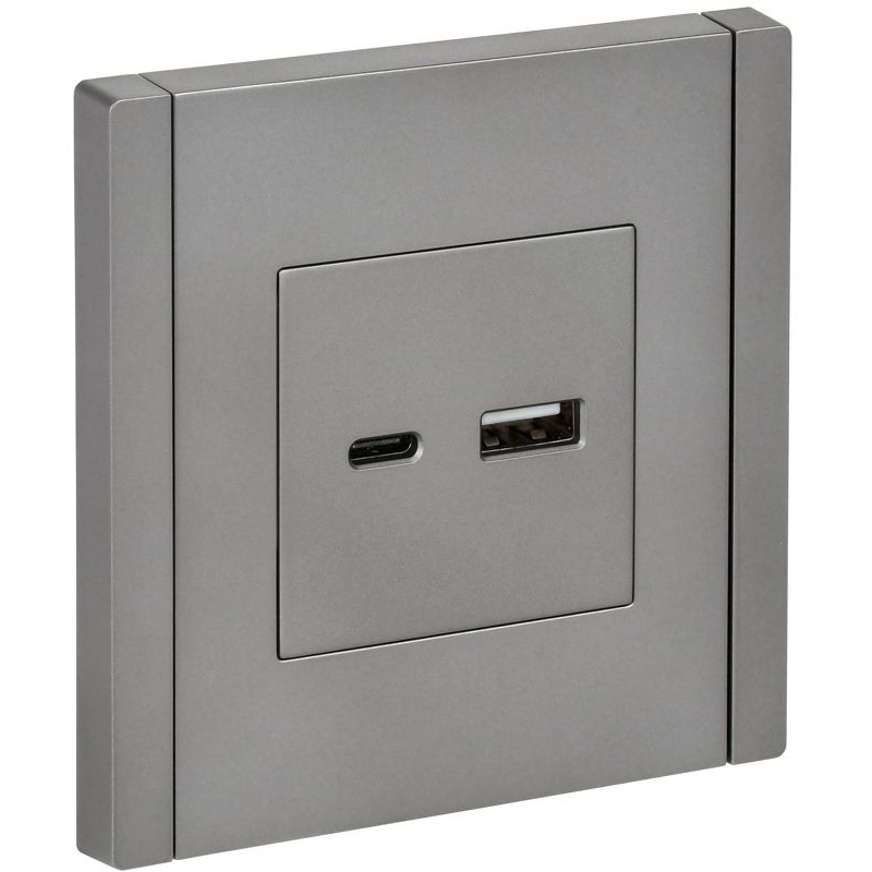 FORTE&PIANO Розетка USB A+C 18Вт FP551 сталь IEK